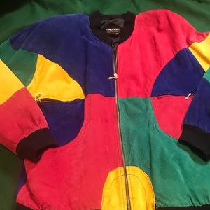 Vintage 80’s Women’s Pelle Leather Colorblock Jacket Size Large